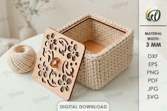 3D Crochet Basket Lid Base Laser Cut Design