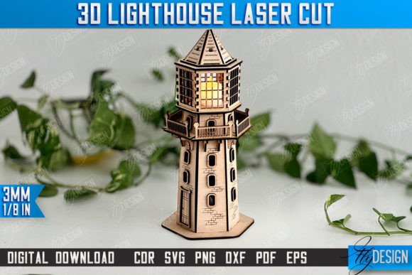 3D Lighthouse Tower Model for CNC Cutting & Engraving