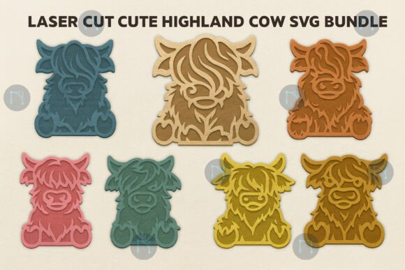 Charming Highland Cow SVGs for Laser & Paper Crafts
