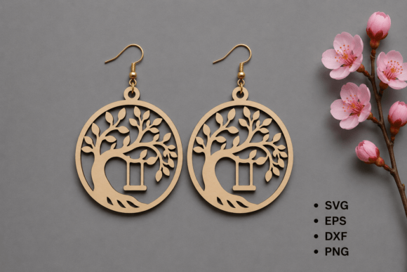 Create Personalized Style with Monogram Tree Wooden Earrings SVG File