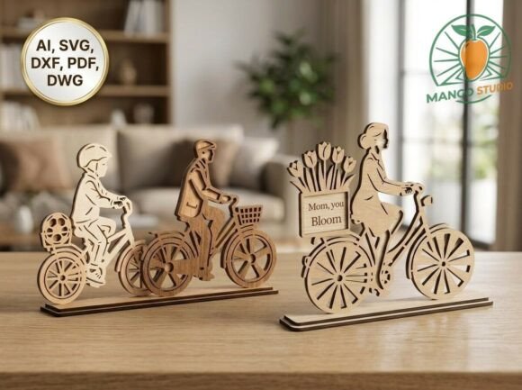 Family Bike Trip: Two Laser Cut Designs for Home & Gifts