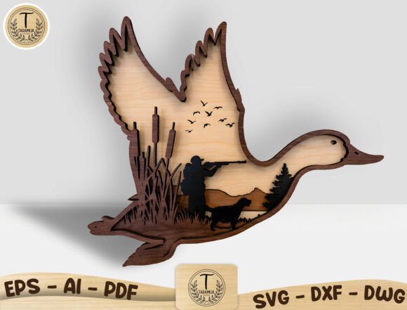 Layered Hunter Scene SVG for Laser Cut
