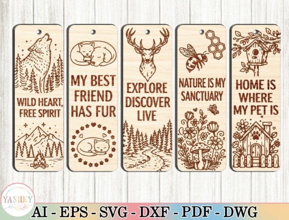Nature & Pet Bookmark SVG Bundle for Laser Cutting