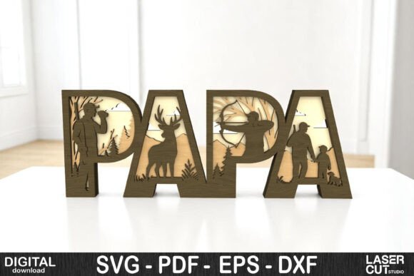 Papa Hunting Archery 3D Layered Sign: A Premium Design Asset
