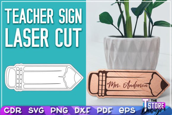 Teacher Sign Laser Cut SVG: School SVG Design Files