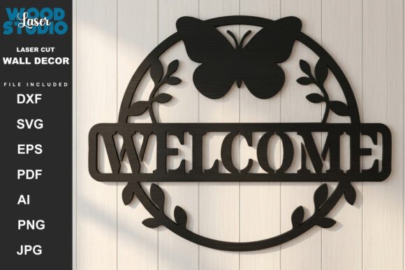 Welcome Round Sign Laser Cut File: Craft Your Perfect Home Accent