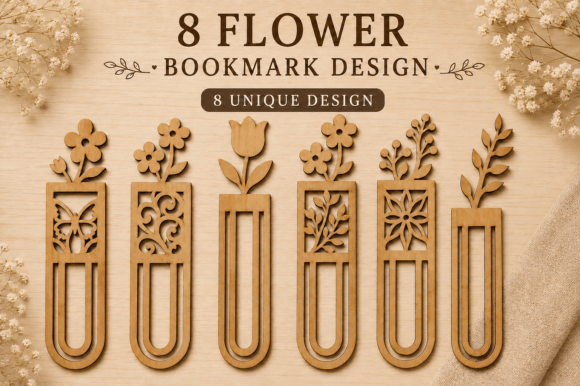 Wooden Flower Bookmark Laser Cut Files
